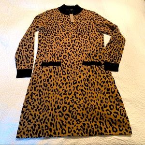 J.Crew leopard mock neck sweater dress M